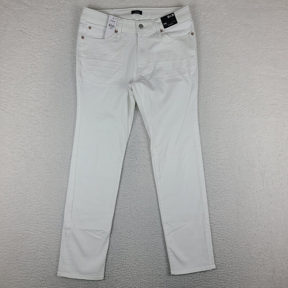 EXPRESS Jeans Mens 30x30 White Wash Skinny Hyper Stretch Denim NWT NEW